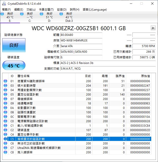 CrystalDiskInfo軟體介面截圖，並用紅色框標示出健康狀態欄位